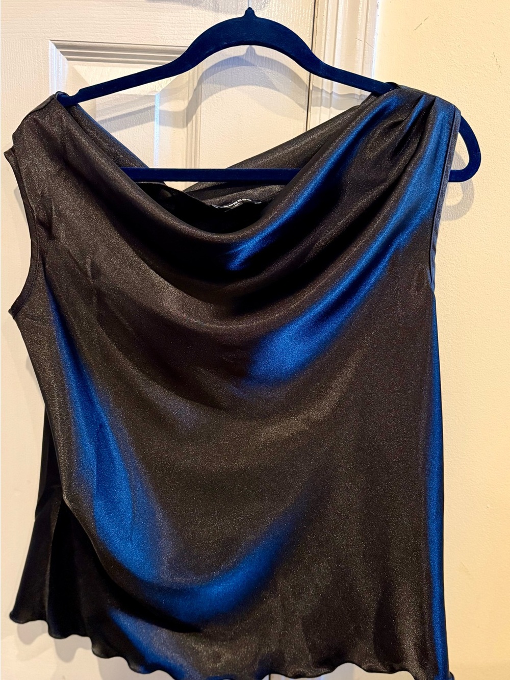 Express Satin Cowl Neck Women's Dress Top - Black